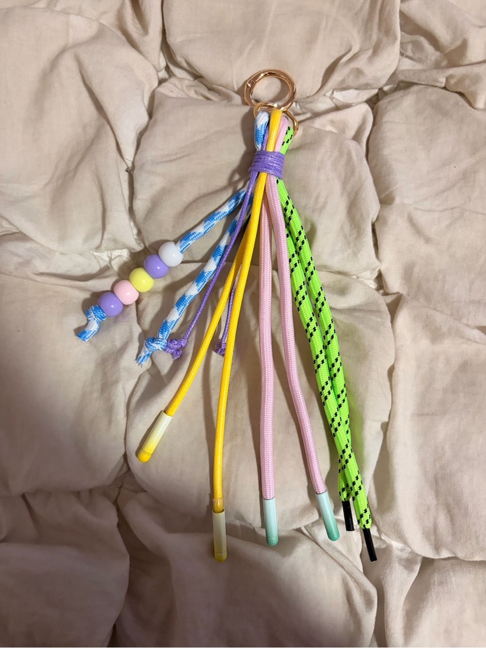 Free People Rainbow Cord & Pastel Bead Bag Charm